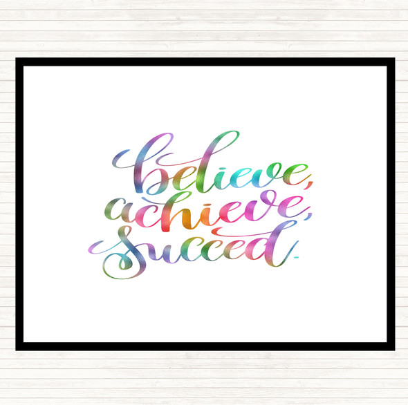 Believe Achieve Succeed Rainbow Quote Dinner Table Placemat