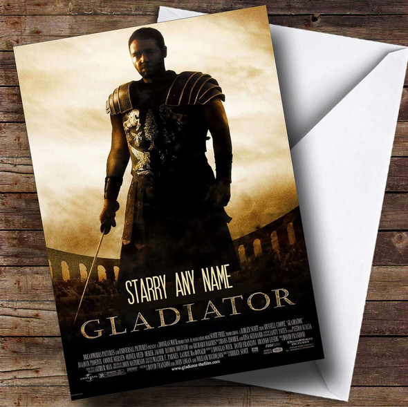 Spoof Gladiator Movie Film Poster Personalised Birthday Card