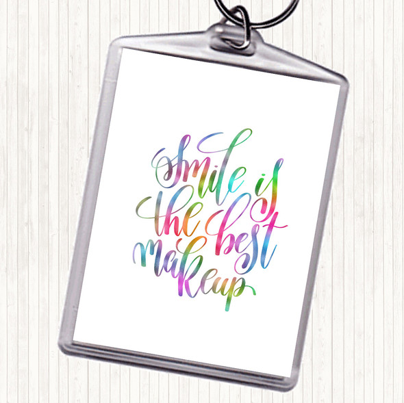 Smile Best Makeup Rainbow Quote Bag Tag Keychain Keyring