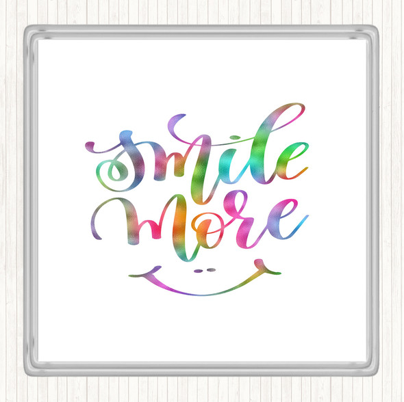 Smile More Rainbow Quote Drinks Mat Coaster