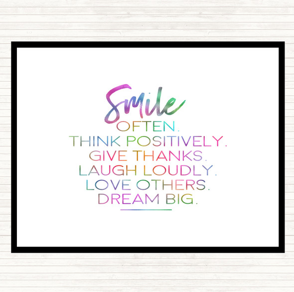Smile Often Rainbow Quote Mouse Mat Pad
