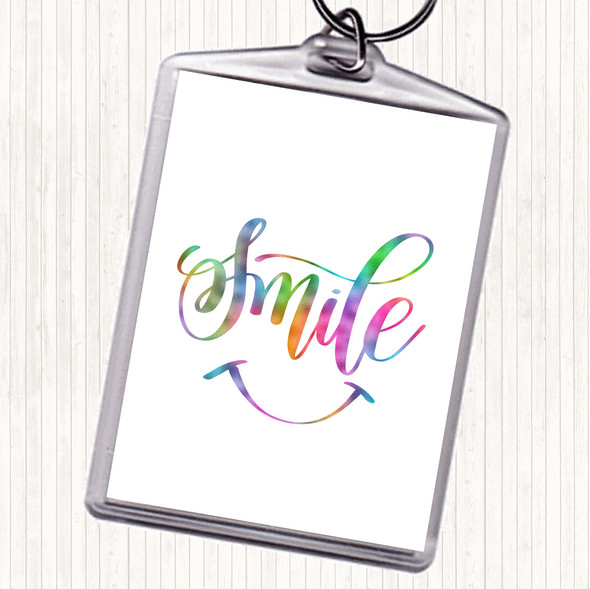Smile Rainbow Quote Bag Tag Keychain Keyring