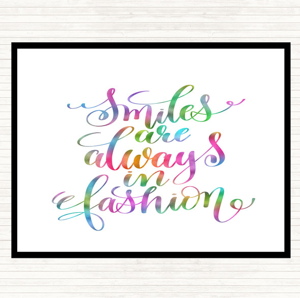 Smiles Are Always In Fashion Rainbow Quote Mouse Mat Pad
