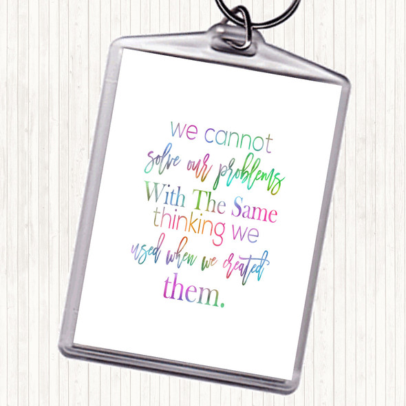 Solve Our Problems Rainbow Quote Bag Tag Keychain Keyring
