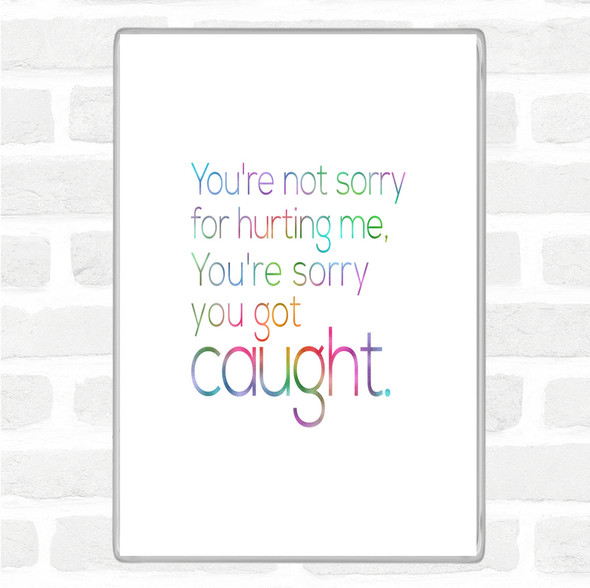 Sorry You Got Caught Rainbow Quote Jumbo Fridge Magnet