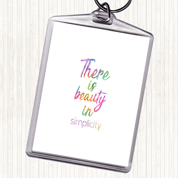 Beauty In Simplicity Rainbow Quote Bag Tag Keychain Keyring