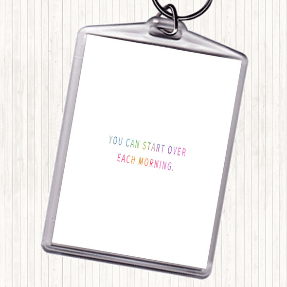 Start Over Each Morning Rainbow Quote Bag Tag Keychain Keyring