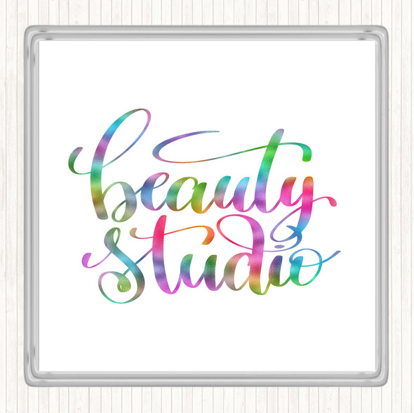 Beauty Studio Rainbow Quote Drinks Mat Coaster