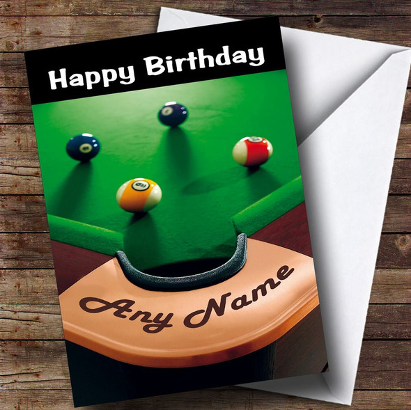 Pool Snooker Table Funny Personalised Birthday Card