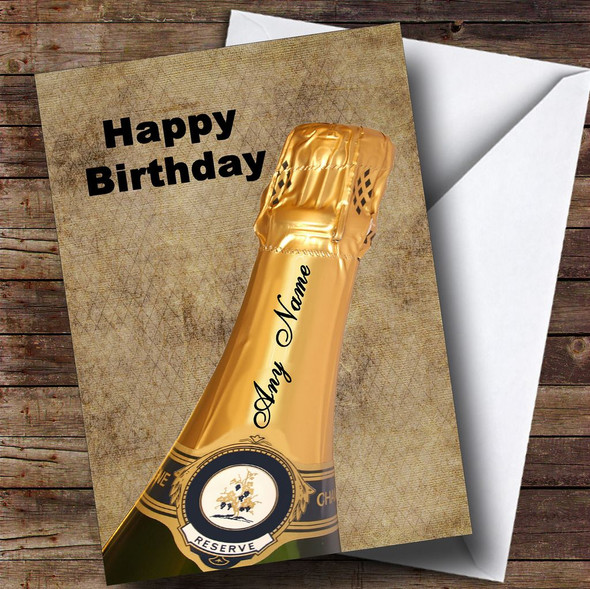 Champagne Bottle Funny Personalised Birthday Card