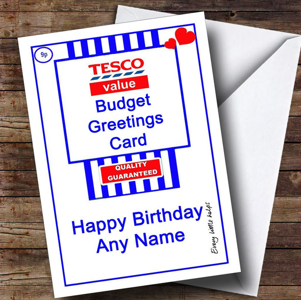 Funny Joke Tesco Value Spoof Personalised Birthday Card