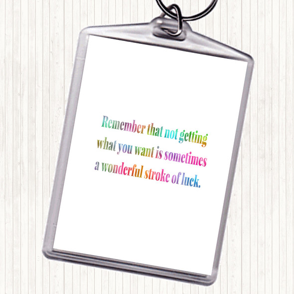 Stroke Of Luck Rainbow Quote Bag Tag Keychain Keyring