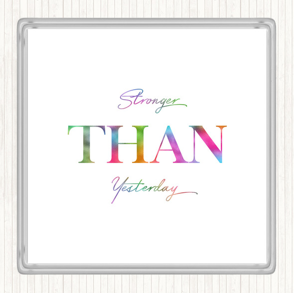 Stronger Rainbow Quote Drinks Mat Coaster