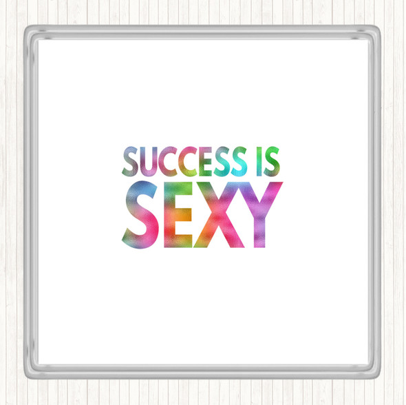 Success Is Sexy Rainbow Quote Drinks Mat Coaster