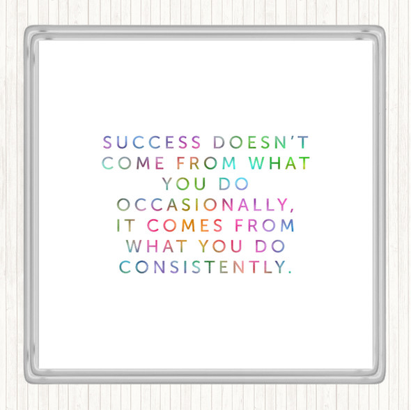 Success Rainbow Quote Drinks Mat Coaster