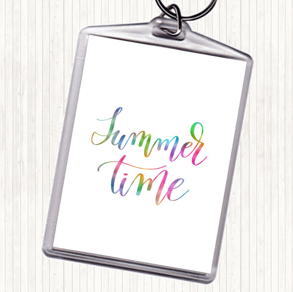 Summertime Rainbow Quote Bag Tag Keychain Keyring