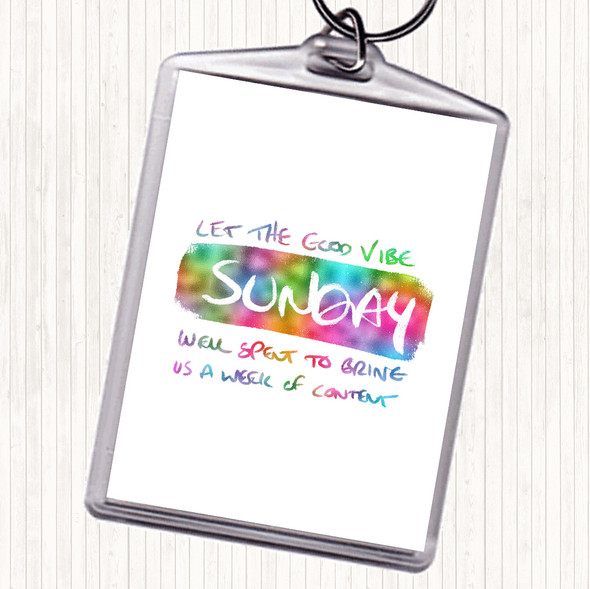 Sunday Well Spent Rainbow Quote Bag Tag Keychain Keyring
