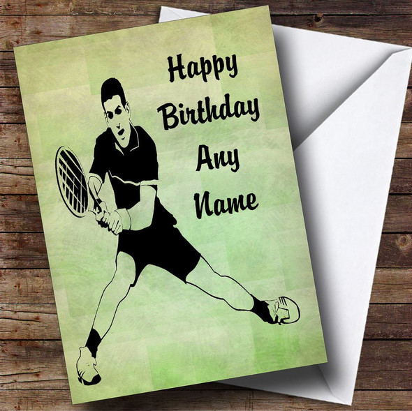 Green Tennis Player Fan Personalised Birthday Card