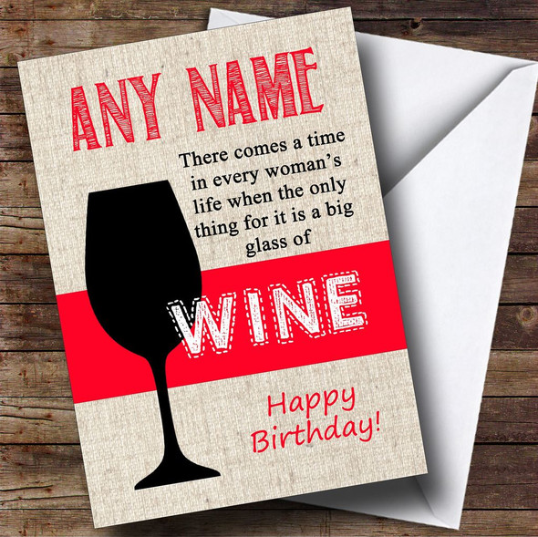 Big Glass Of Wine Red Personalised Birthday Card