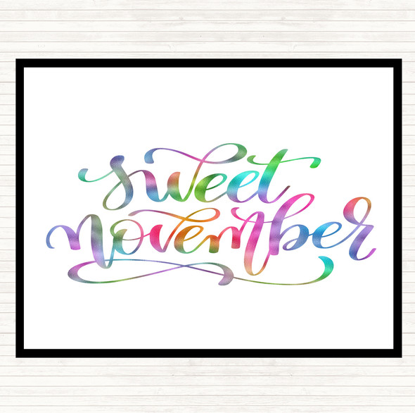 Sweet November Rainbow Quote Dinner Table Placemat