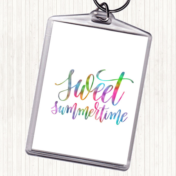 Sweet Summertime Rainbow Quote Bag Tag Keychain Keyring