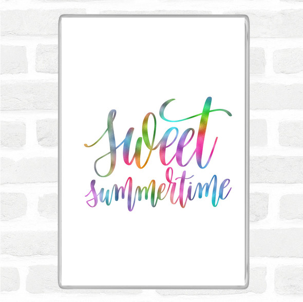 Sweet Summertime Rainbow Quote Jumbo Fridge Magnet