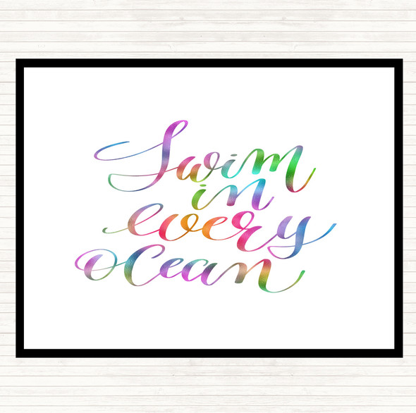 Swim Every Ocean Rainbow Quote Dinner Table Placemat