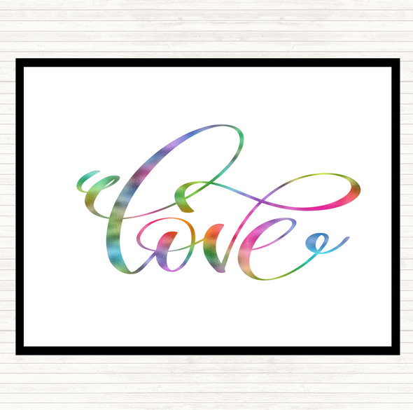 Swirly Love Rainbow Quote Mouse Mat Pad