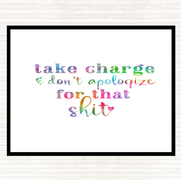 Take Charge Don't Apologise Rainbow Quote Mouse Mat Pad