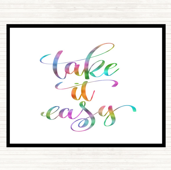 Take Easy Rainbow Quote Mouse Mat Pad