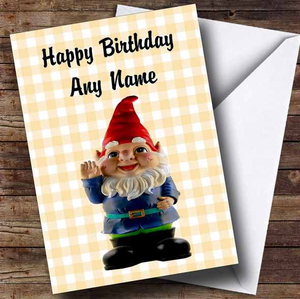 Cute Smiling Gnome Personalised Birthday Card