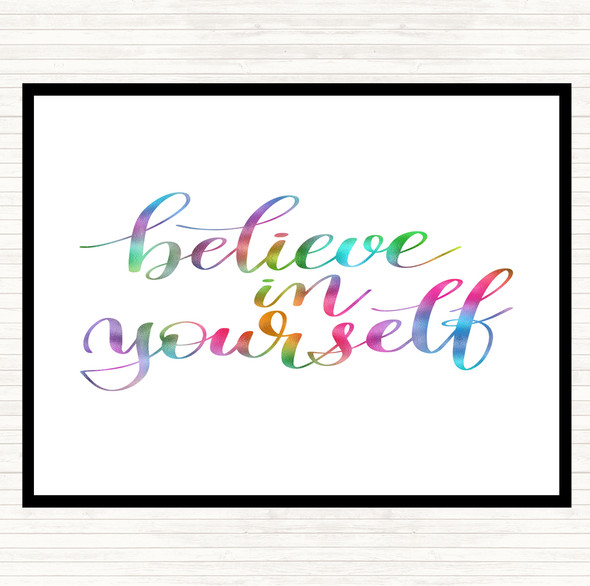 Believe In Yourself Swirl Rainbow Quote Dinner Table Placemat