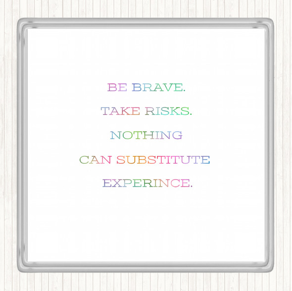 Take Risks Rainbow Quote Drinks Mat Coaster