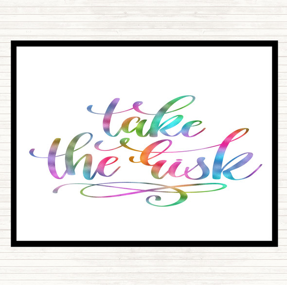 Take The Risk Swirl Rainbow Quote Mouse Mat Pad