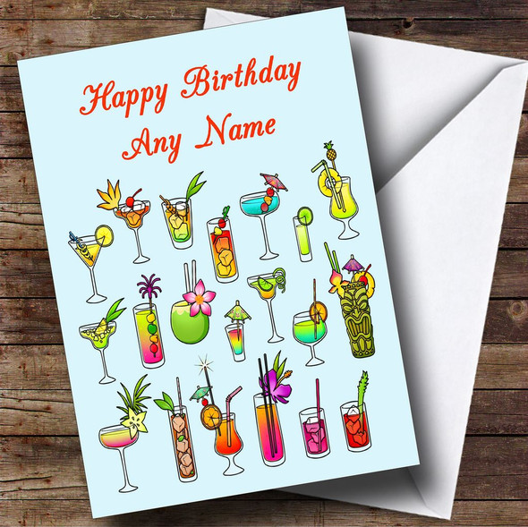 Lots Of Cocktails Personalised Birthday Card