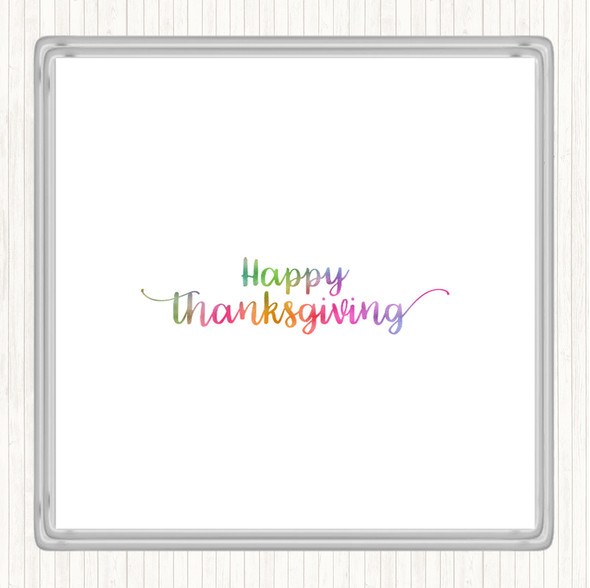 Thanksgiving Rainbow Quote Drinks Mat Coaster