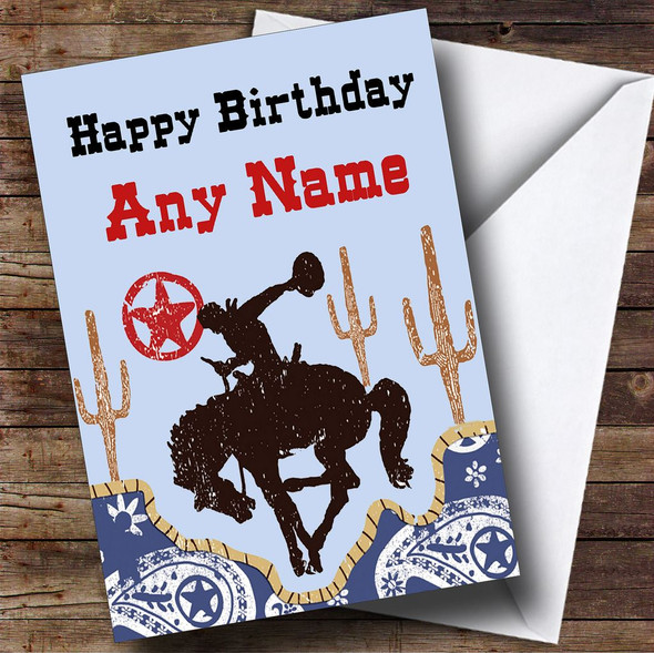 Rodeo Cowboy Western Personalised Birthday Card