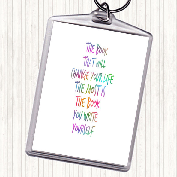 The Book That Will Change Your Life Rainbow Quote Bag Tag Keychain Keyring
