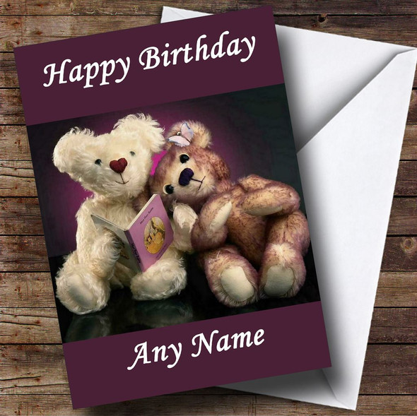 Purple Teddy Bears Personalised Birthday Card