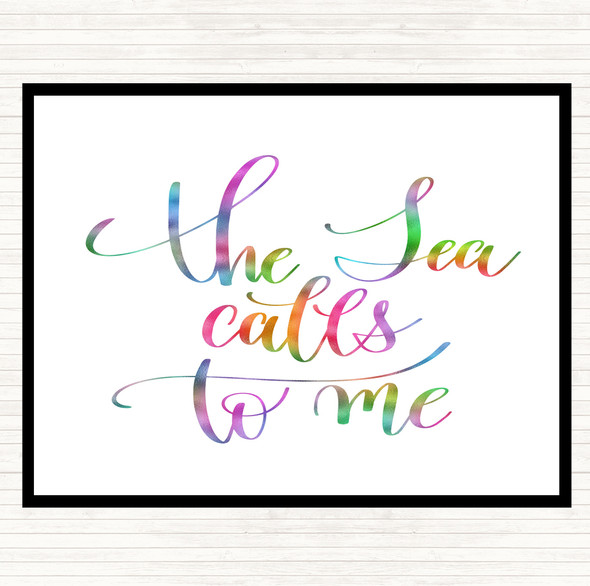 The Sea Calls To Me Rainbow Quote Dinner Table Placemat