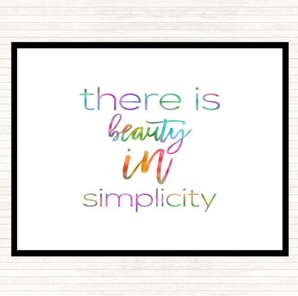 There Is Beauty In Simplicity Rainbow Quote Mouse Mat Pad