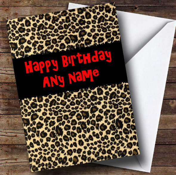 Leopard Print Animal Personalised Birthday Card