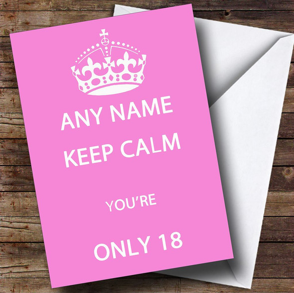 Keep Calm Pink Personalised Birthday Card