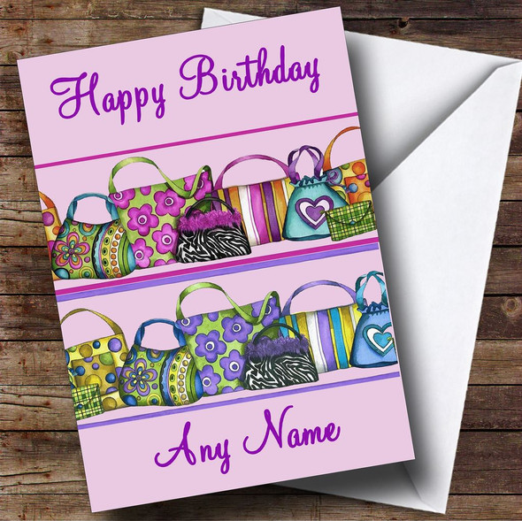 Handbags Girly Personalised Birthday Card