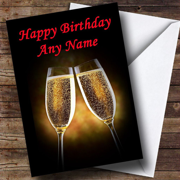 Champagne Glasses Personalised Birthday Card