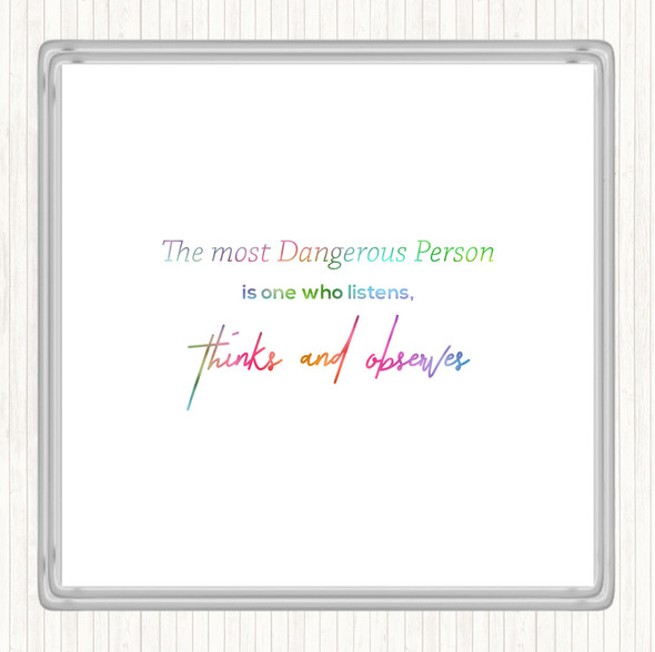 Thinks And Observes Rainbow Quote Drinks Mat Coaster