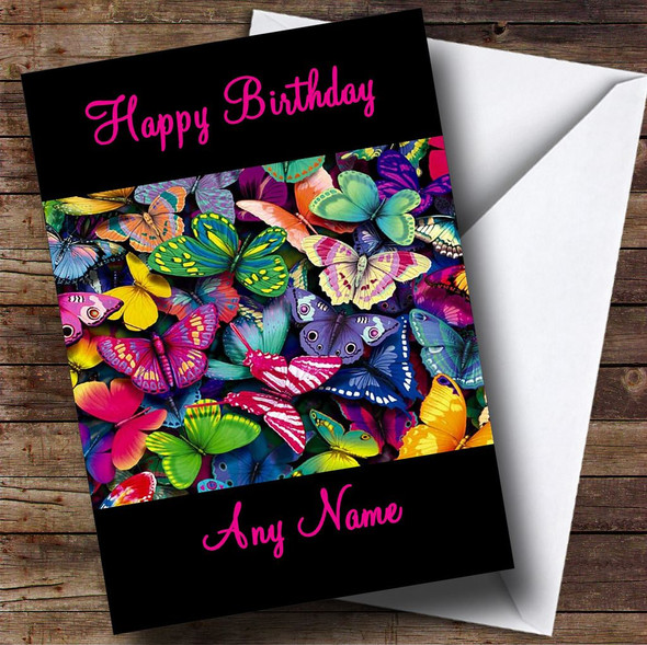 Pretty Butterfly Multi-coloured Personalised Birthday Card