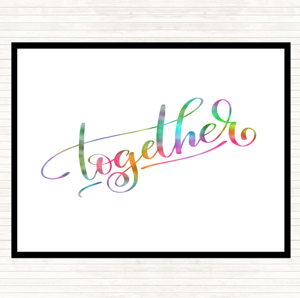 Together Rainbow Quote Dinner Table Placemat