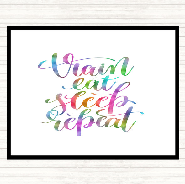 Train Eat Sleep Repeat Rainbow Quote Dinner Table Placemat