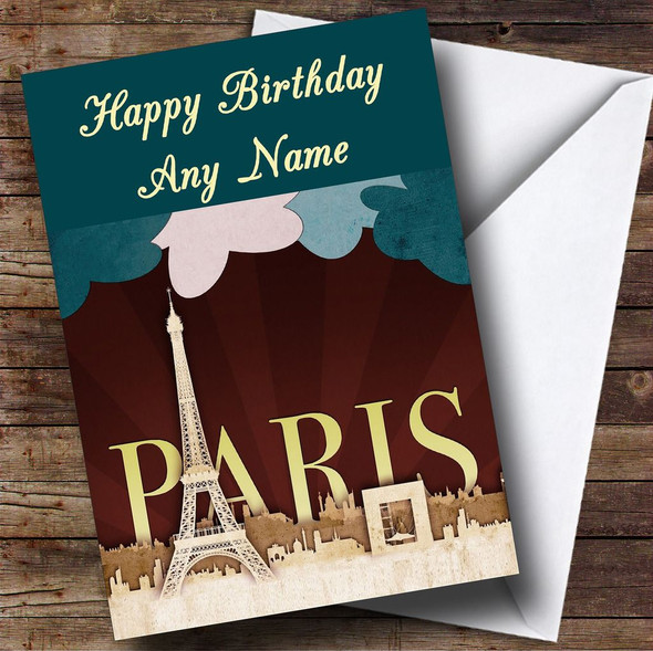 Paris France Eiffel Tower Personalised Birthday Card